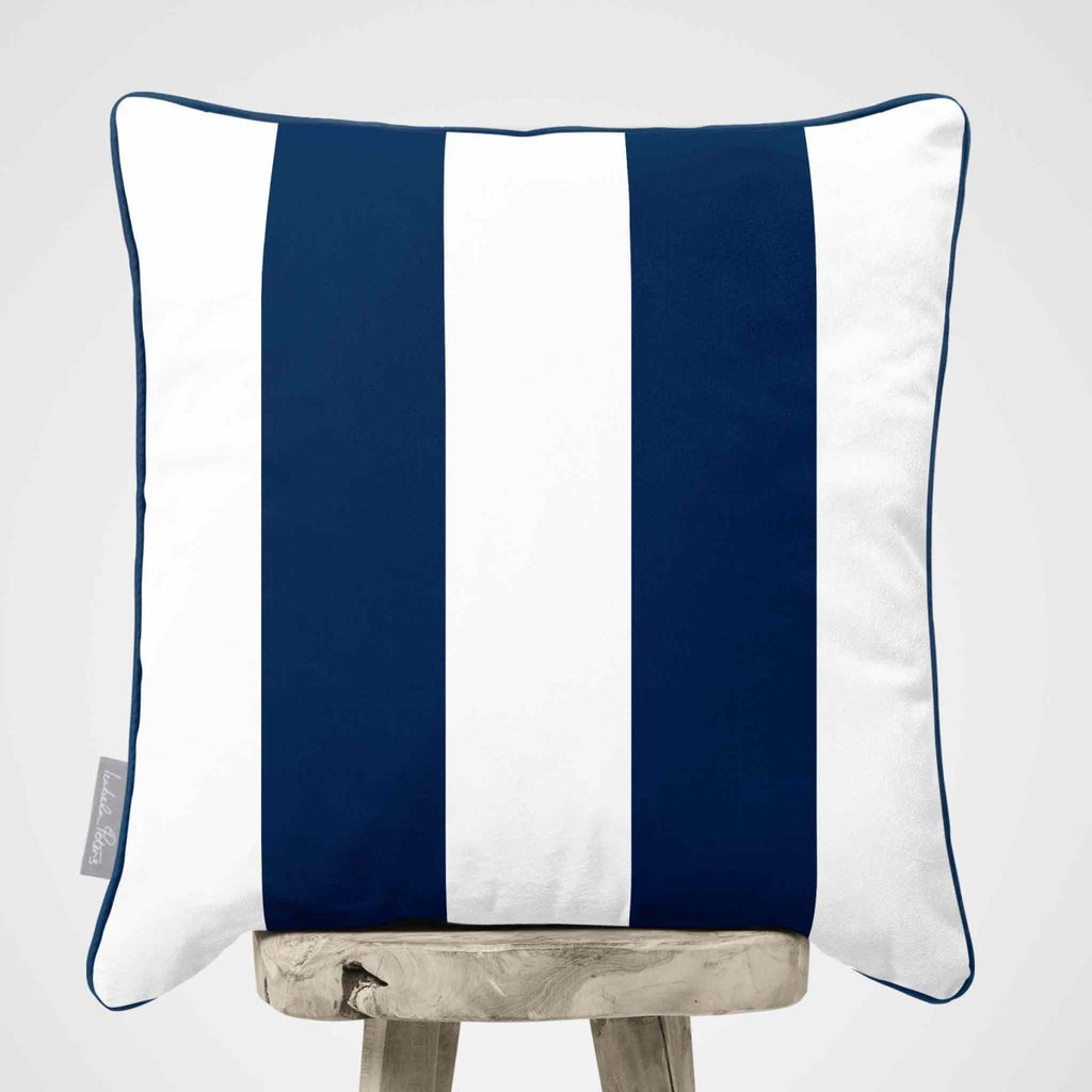 2 Stripes | Sustainable Velvet Cushion with Piping - Estate Blue 40 x 40 cm by Izabela Peters