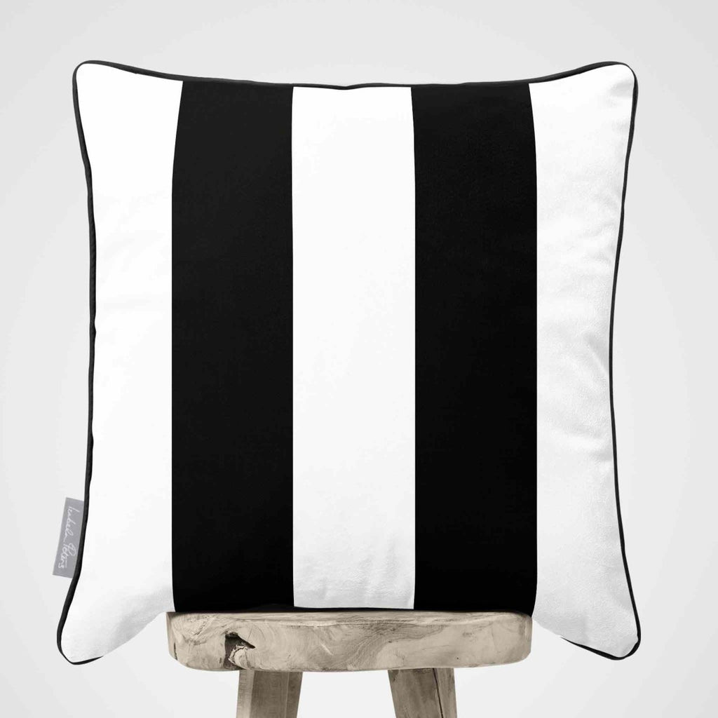 2 Stripes | Sustainable Velvet Cushion with Piping - Charcoal 40 x 40 cm by Izabela Peters