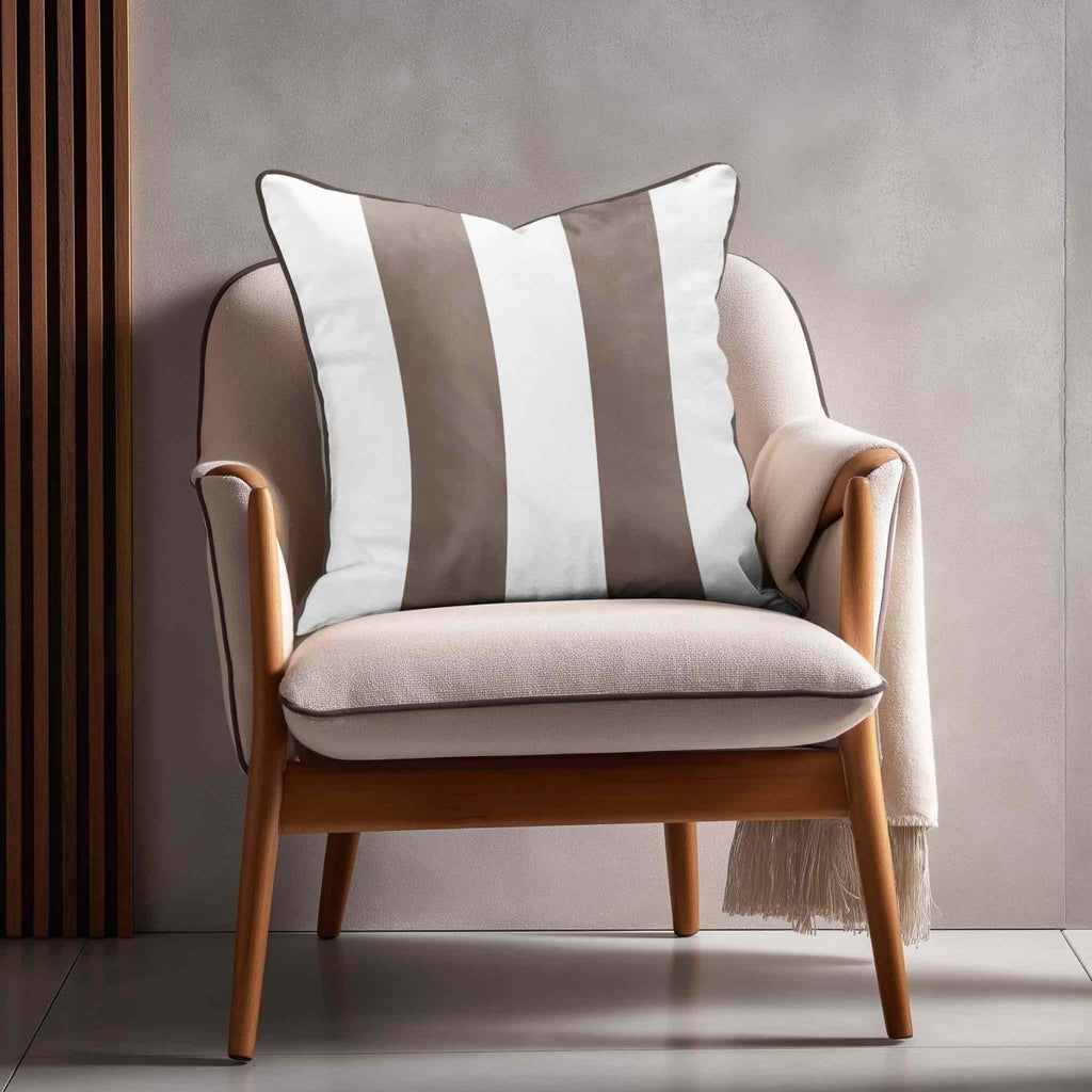 2 Stripes | Sustainable Velvet Cushion with Piping - Dovedale Stone 40 x 40 cm by Izabela Peters