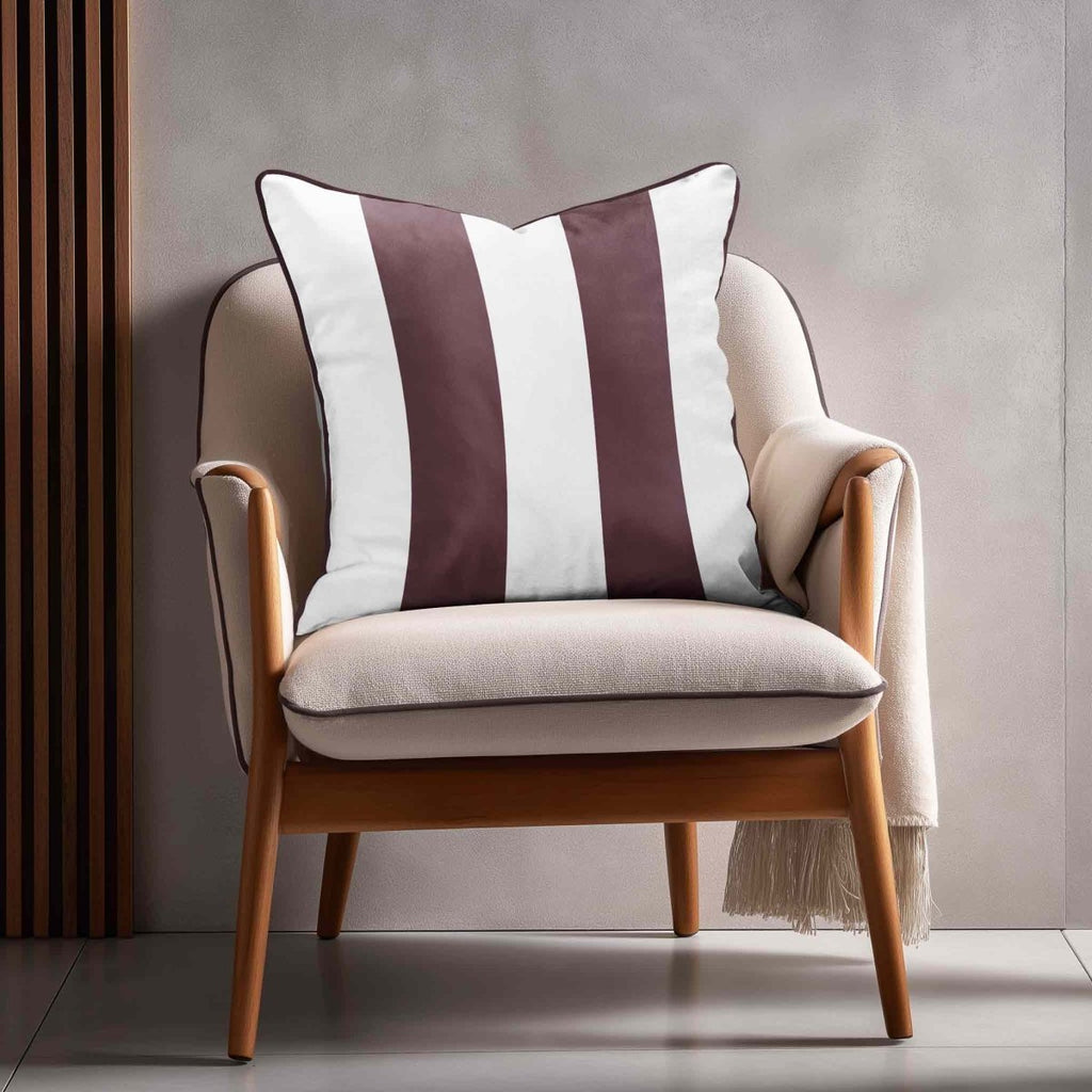 2 Stripes | Sustainable Velvet Cushion with Piping - Italian Grape 40 x 40 cm by Izabela Peters