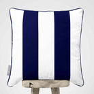 2 Stripes velvet cushion in Midnight, piped