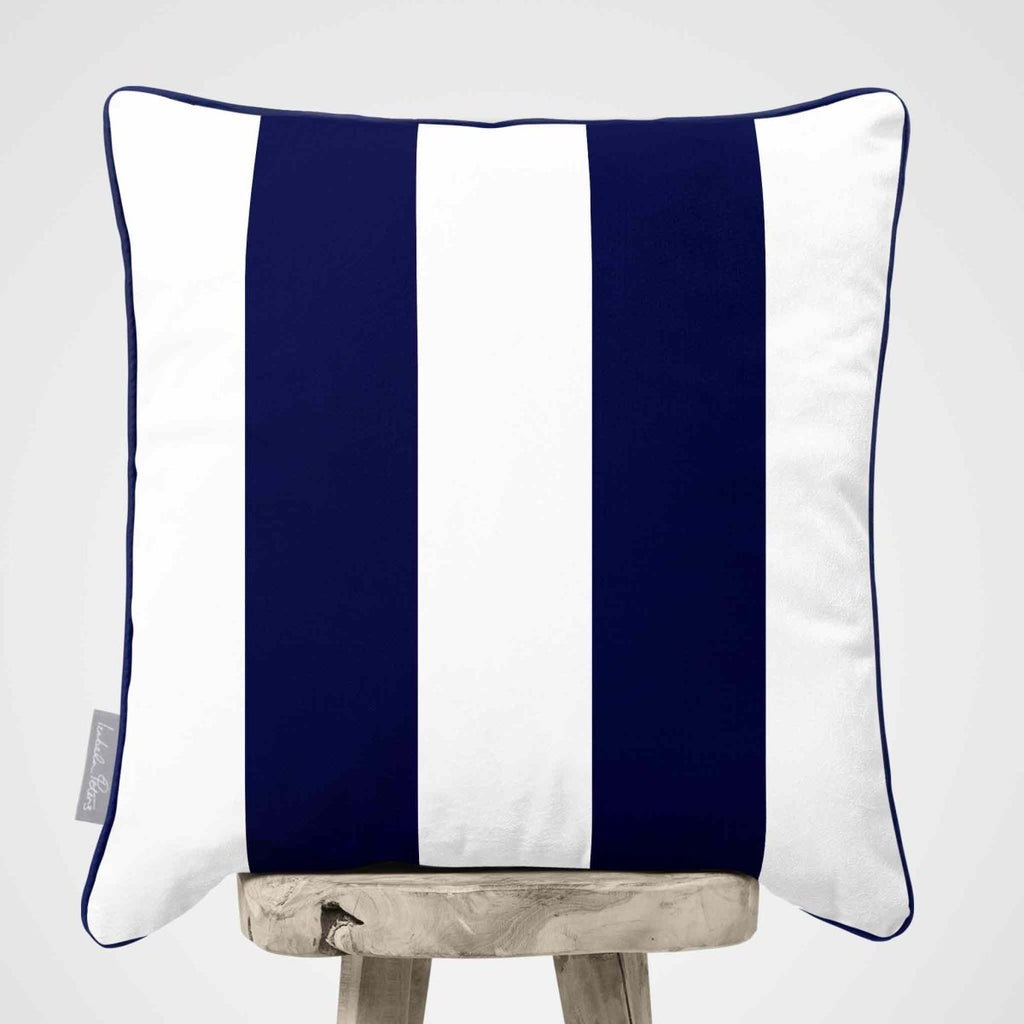 2 Stripes | Sustainable Velvet Cushion with Piping - Midnight 40 x 40 cm by Izabela Peters