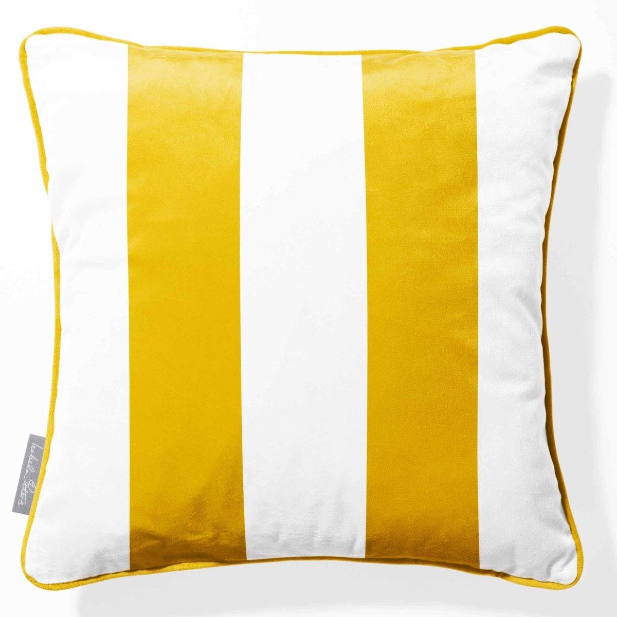 2 Stripes | Sustainable Velvet Cushion with Piping - Mustard Ochre 40 x 40 cm by Izabela Peters