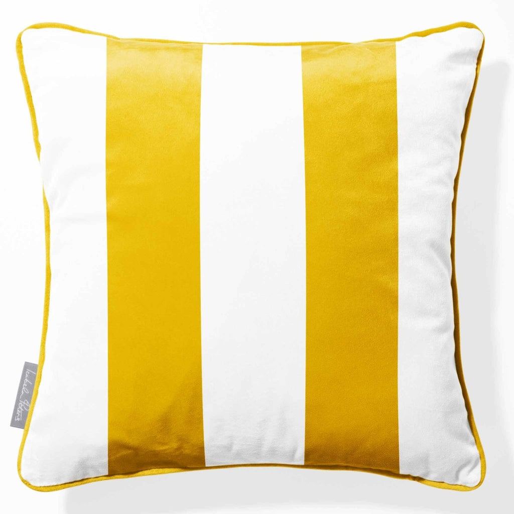 2 Stripes | Sustainable Velvet Cushion with Piping - Mustard Ochre 40 x 40 cm by Izabela Peters