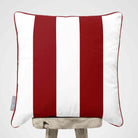 2 Stripes velvet cushion in Crimson Muse, piped