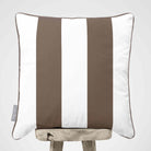 2 Stripes velvet cushion in Dovedale Stone, piped