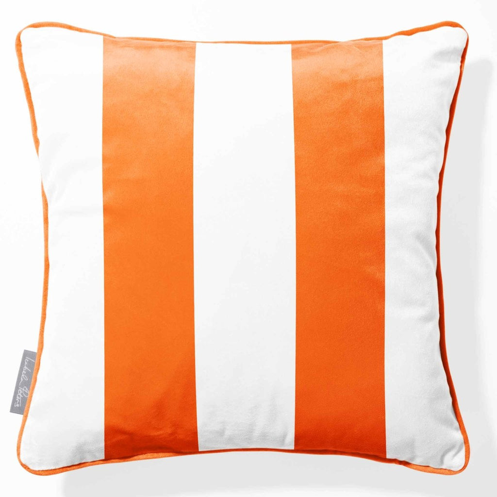 2 Stripes | Sustainable Velvet Cushion with Piping - Burnt Orange 40 x 40 cm by Izabela Peters