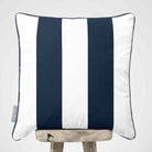 2 Stripes velvet cushion in Petrol Blue, piped