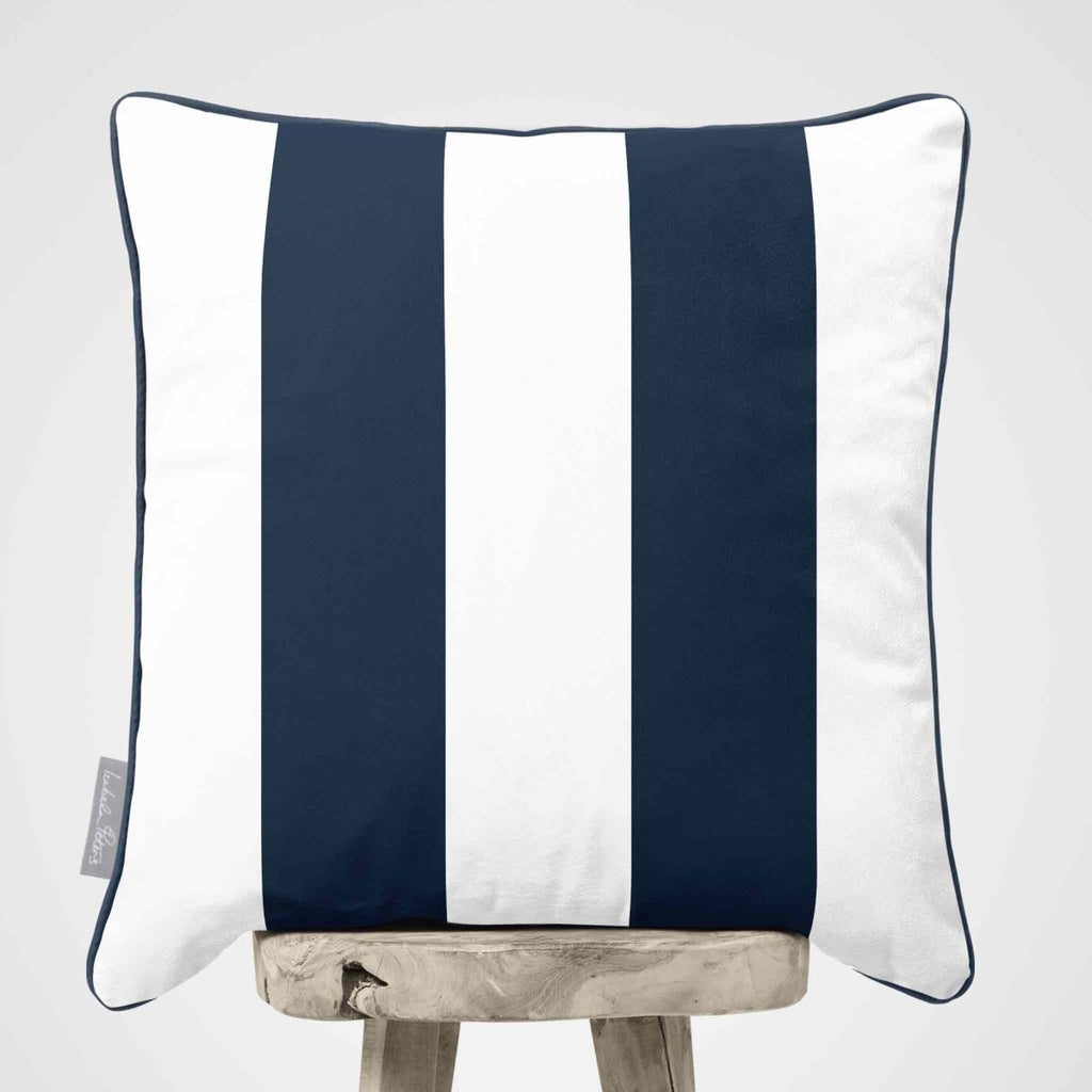 2 Stripes | Sustainable Velvet Cushion with Piping - Petrol Blue 40 x 40 cm by Izabela Peters