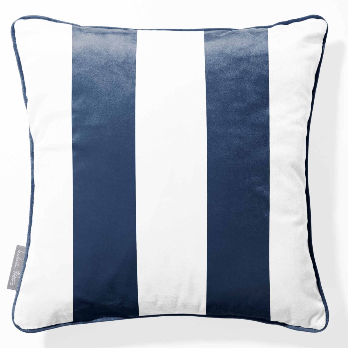 2 Stripes | Sustainable Velvet Cushion with Piping - Petrol Blue 40 x 40 cm by Izabela Peters