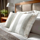 2 Stripes velvet cushion in Storm Grey, piped