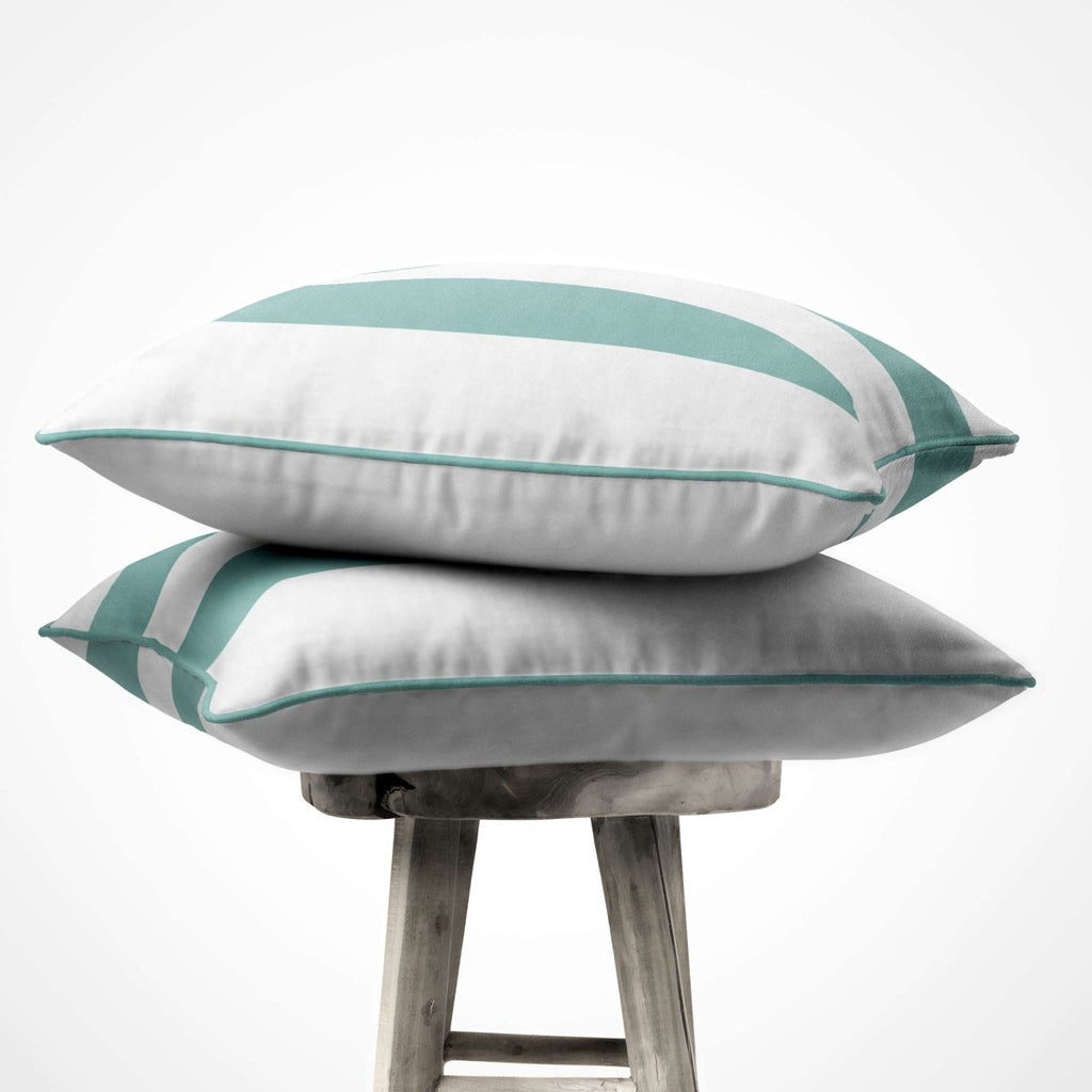 2 Stripes | Sustainable Velvet Cushion with Piping - Blue Surf 40 x 40 cm by Izabela Peters