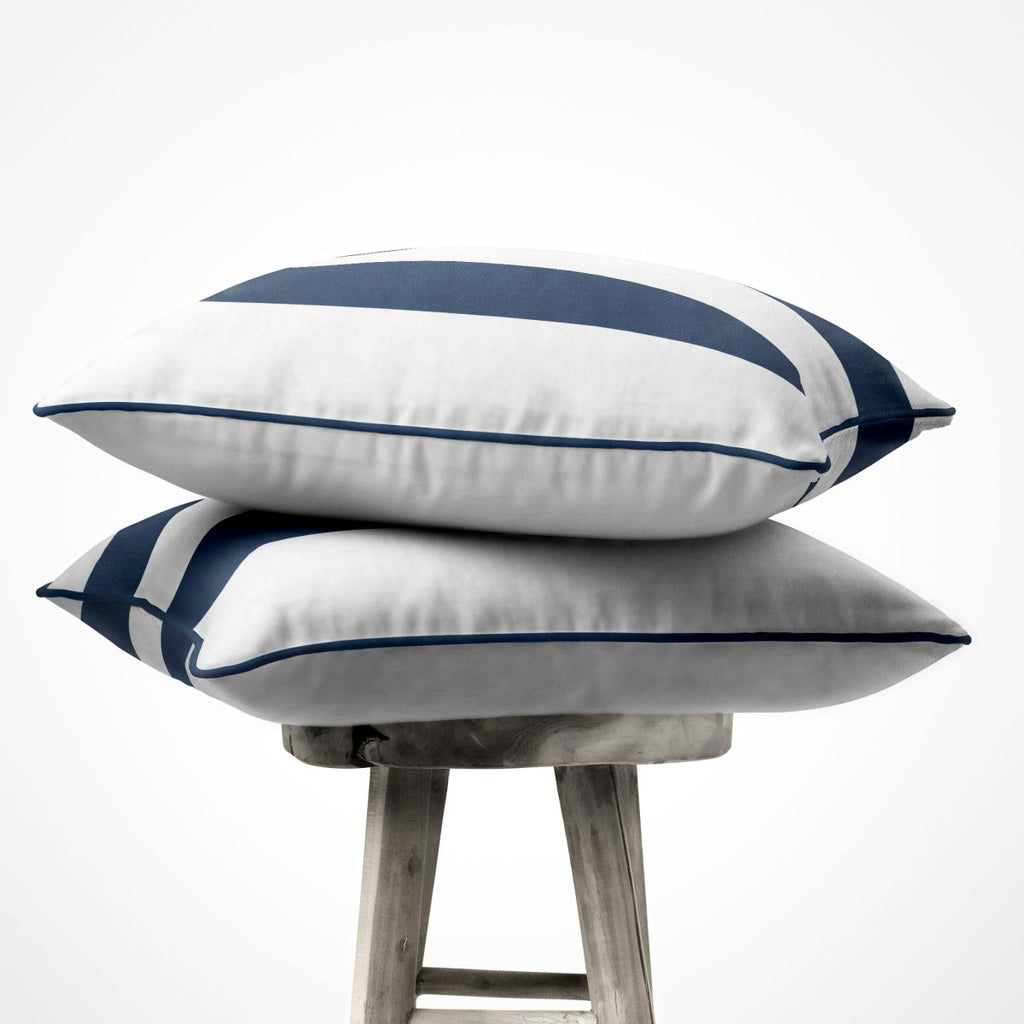 2 Stripes | Sustainable Velvet Cushion with Piping - Petrol Blue 40 x 40 cm by Izabela Peters