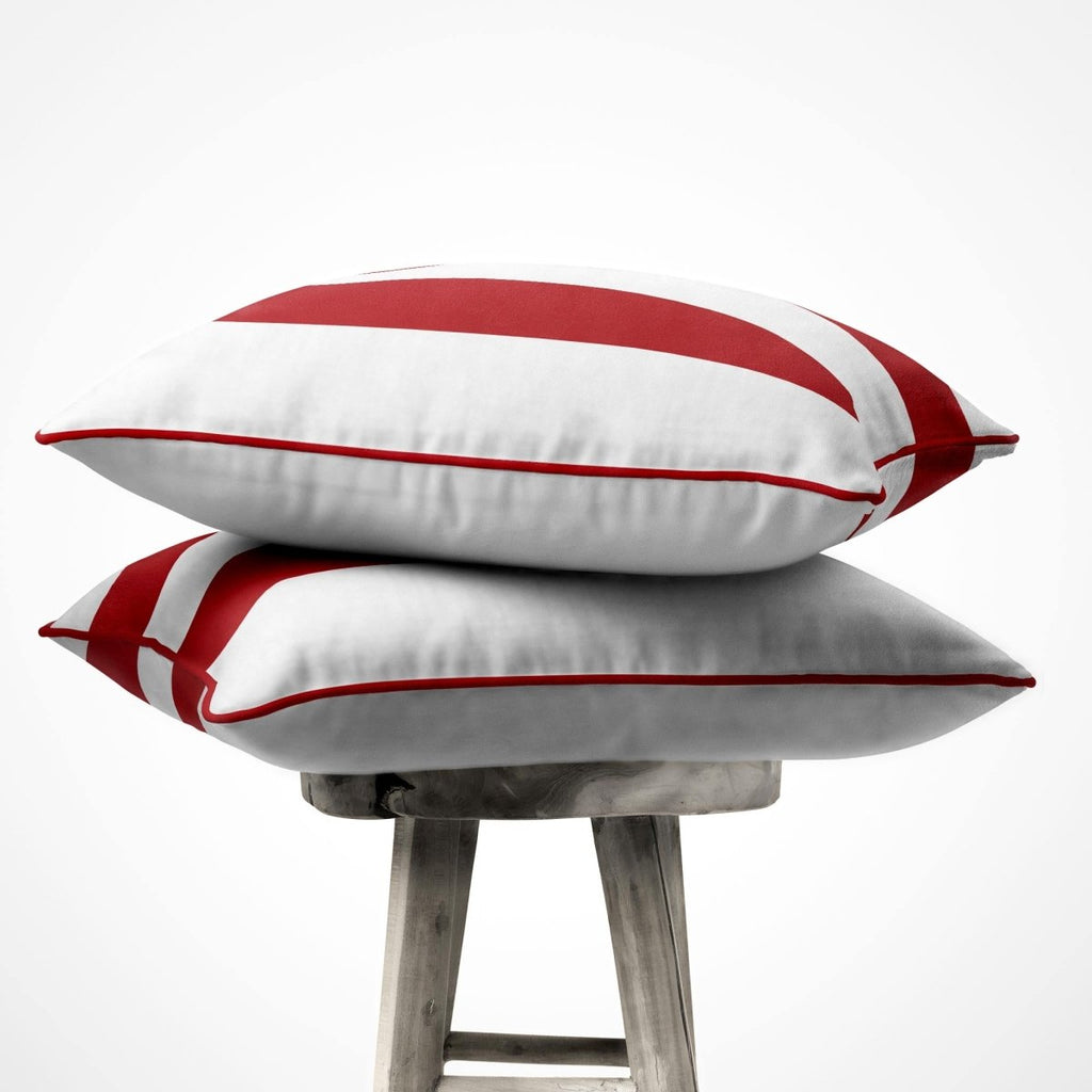 2 Stripes | Sustainable Velvet Cushion with Piping - Crimson Muse 40 x 40 cm by Izabela Peters