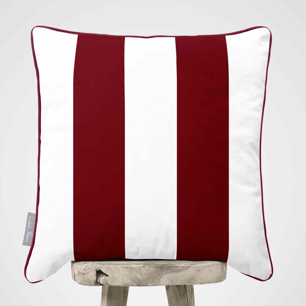 2 Stripes | Sustainable Velvet Cushion with Piping - Raspberry Red 40 x 40 cm by Izabela Peters