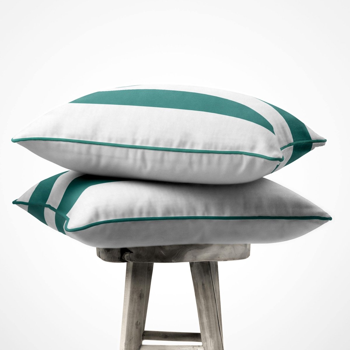 2 Stripes | Sustainable Velvet Cushion with Piping - Forest Biome 40 x 40 cm by Izabela Peters