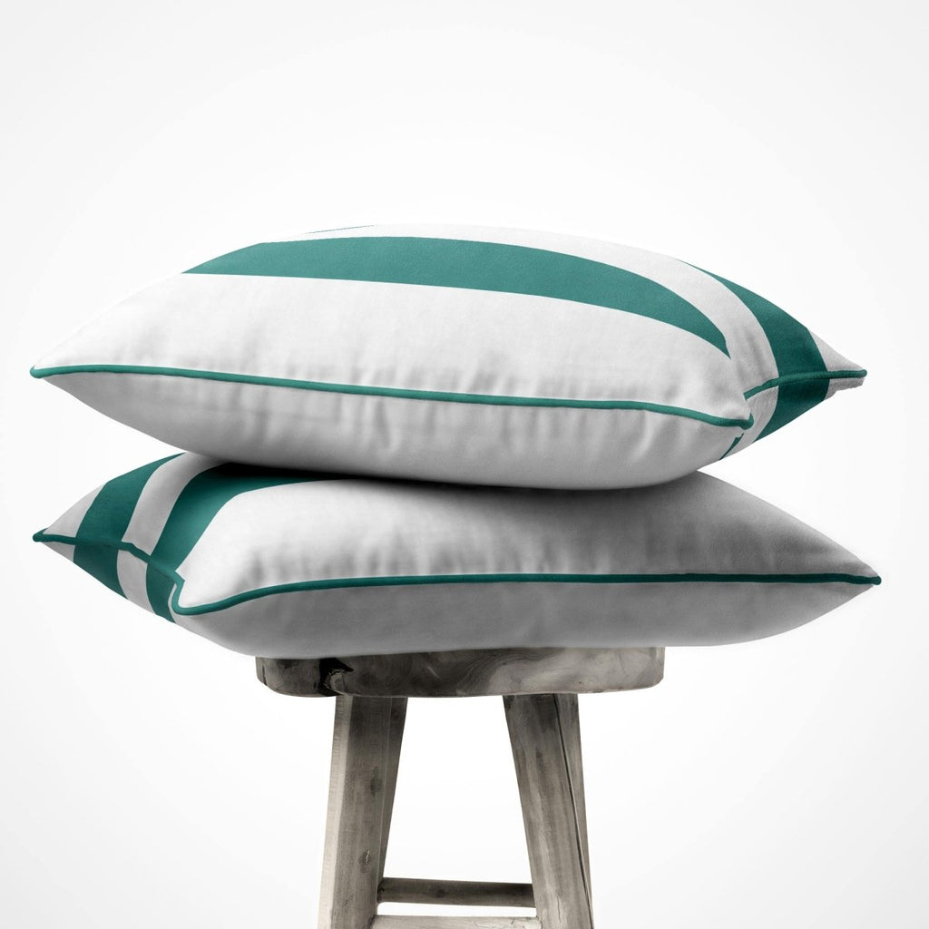 2 Stripes | Sustainable Velvet Cushion with Piping - Forest Biome 40 x 40 cm by Izabela Peters