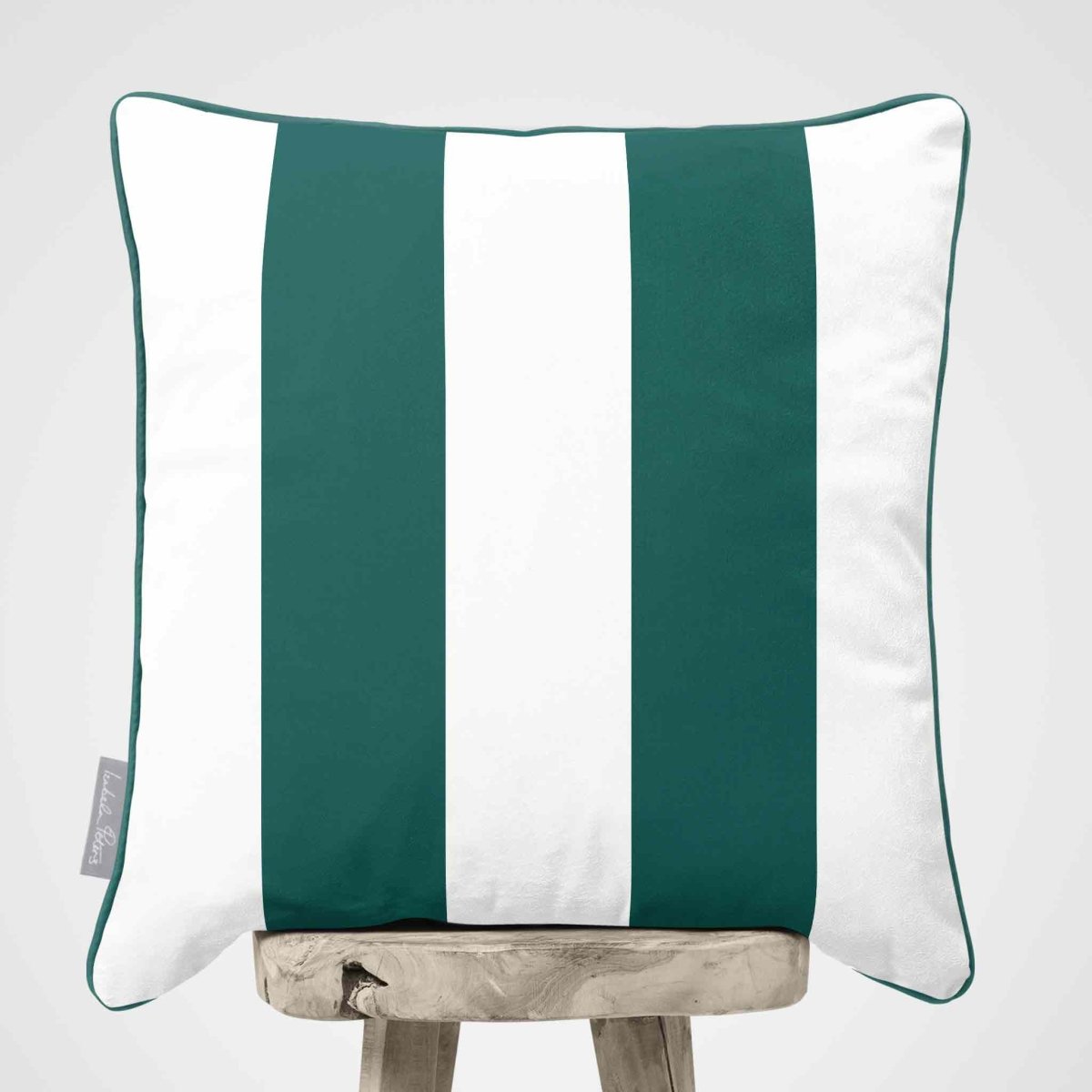2 Stripes | Sustainable Velvet Cushion with Piping - Forest Biome 40 x 40 cm by Izabela Peters