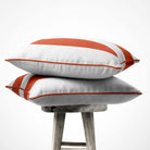 2 Stripes velvet cushion in Burnt Ochre, piped