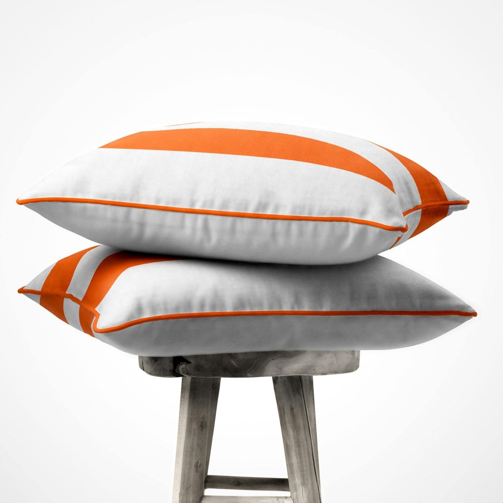 2 Stripes | Sustainable Velvet Cushion with Piping - Burnt Orange 40 x 40 cm by Izabela Peters