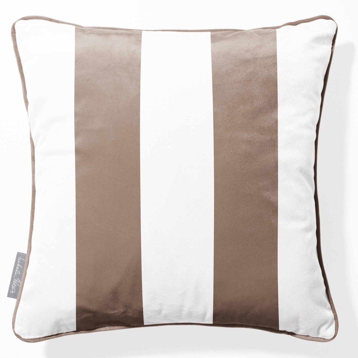 2 Stripes | Sustainable Velvet Cushion with Piping - Dovedale Stone 40 x 40 cm by Izabela Peters