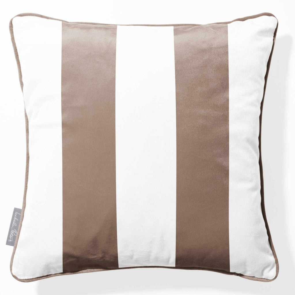 2 Stripes | Sustainable Velvet Cushion with Piping - Dovedale Stone 40 x 40 cm by Izabela Peters