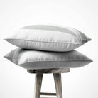 2 Stripes velvet cushion in Storm Grey, piped