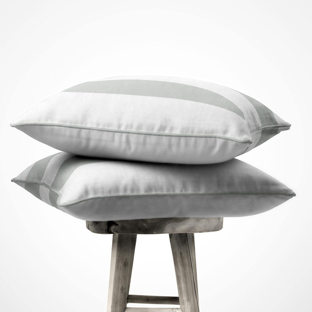 2 Stripes | Sustainable Velvet Cushion with Piping - Storm Grey 40 x 40 cm by Izabela Peters