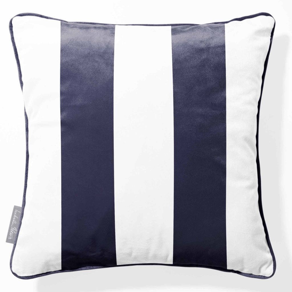 2 Stripes | Sustainable Velvet Cushion with Piping - Graphite 40 x 40 cm by Izabela Peters
