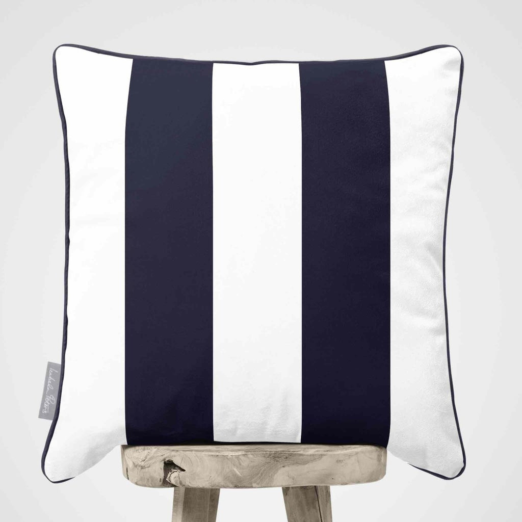 2 Stripes | Sustainable Velvet Cushion with Piping - Graphite 40 x 40 cm by Izabela Peters