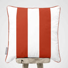 2 Stripes velvet cushion in Burnt Ochre, piped