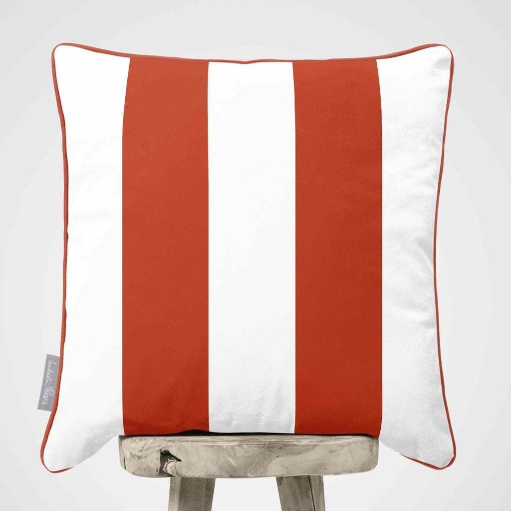2 Stripes | Sustainable Velvet Cushion with Piping - Burnt Ochre 40 x 40 cm by Izabela Peters