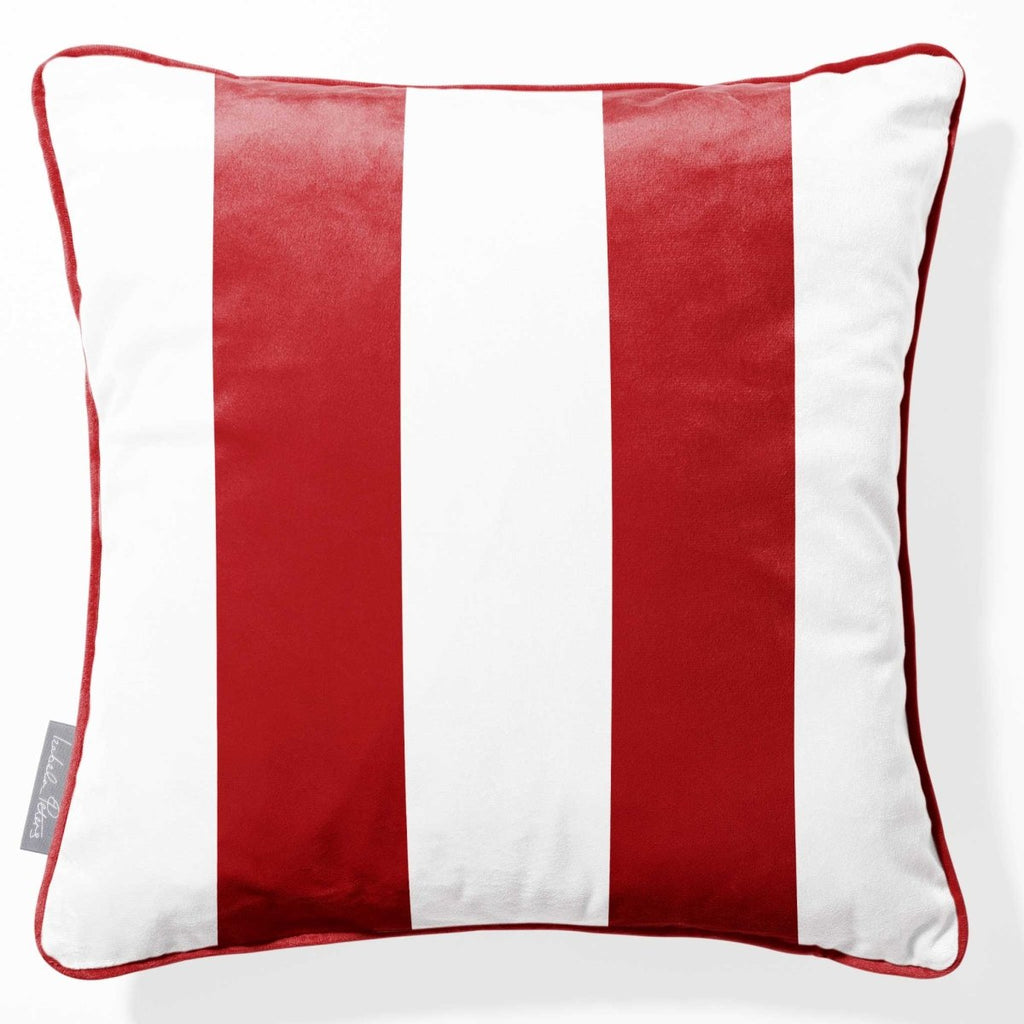 2 Stripes | Sustainable Velvet Cushion with Piping - Crimson Muse 40 x 40 cm by Izabela Peters