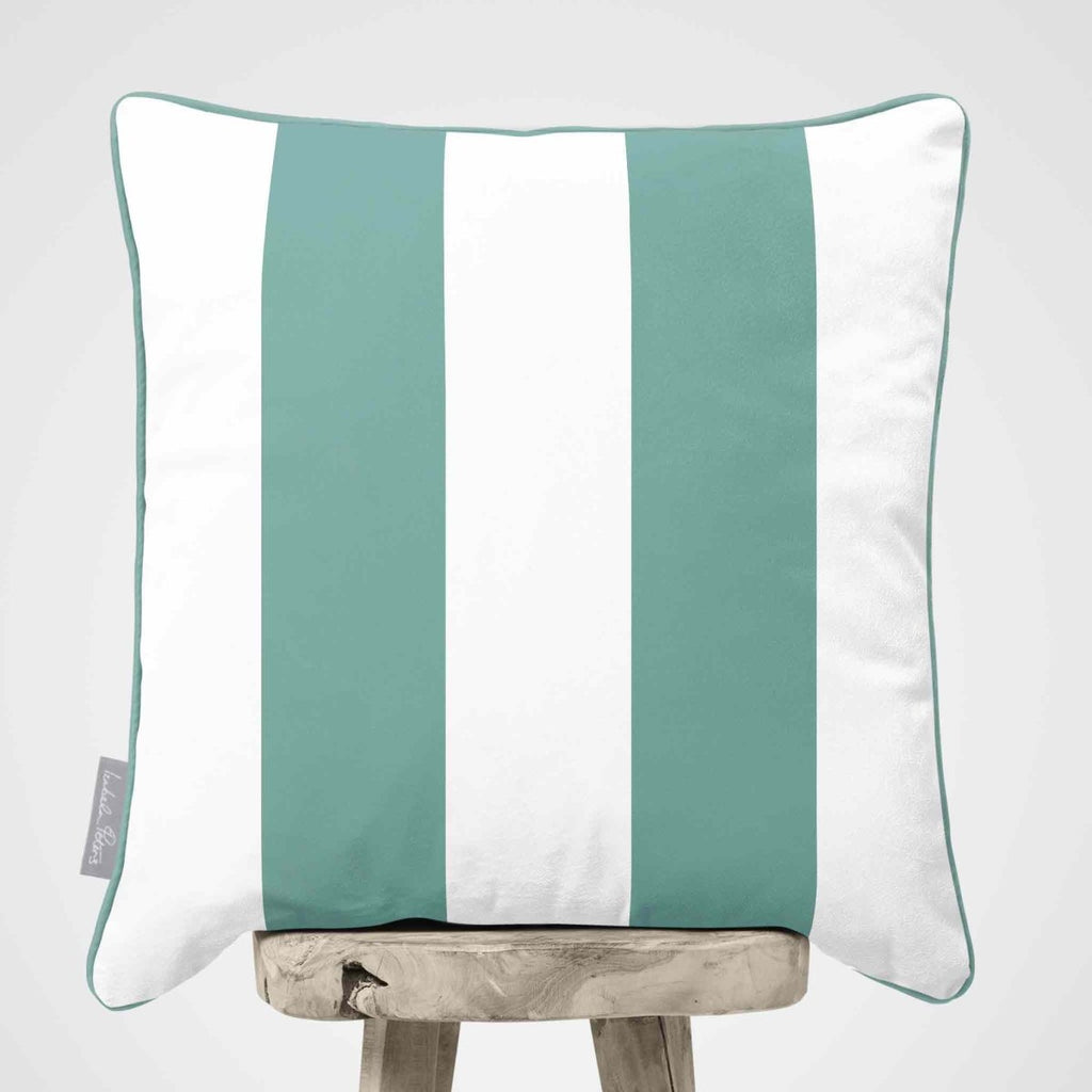 2 Stripes | Sustainable Velvet Cushion with Piping - Blue Surf 40 x 40 cm by Izabela Peters