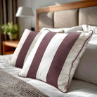 2 Stripes velvet cushion in Italian Grape, piped