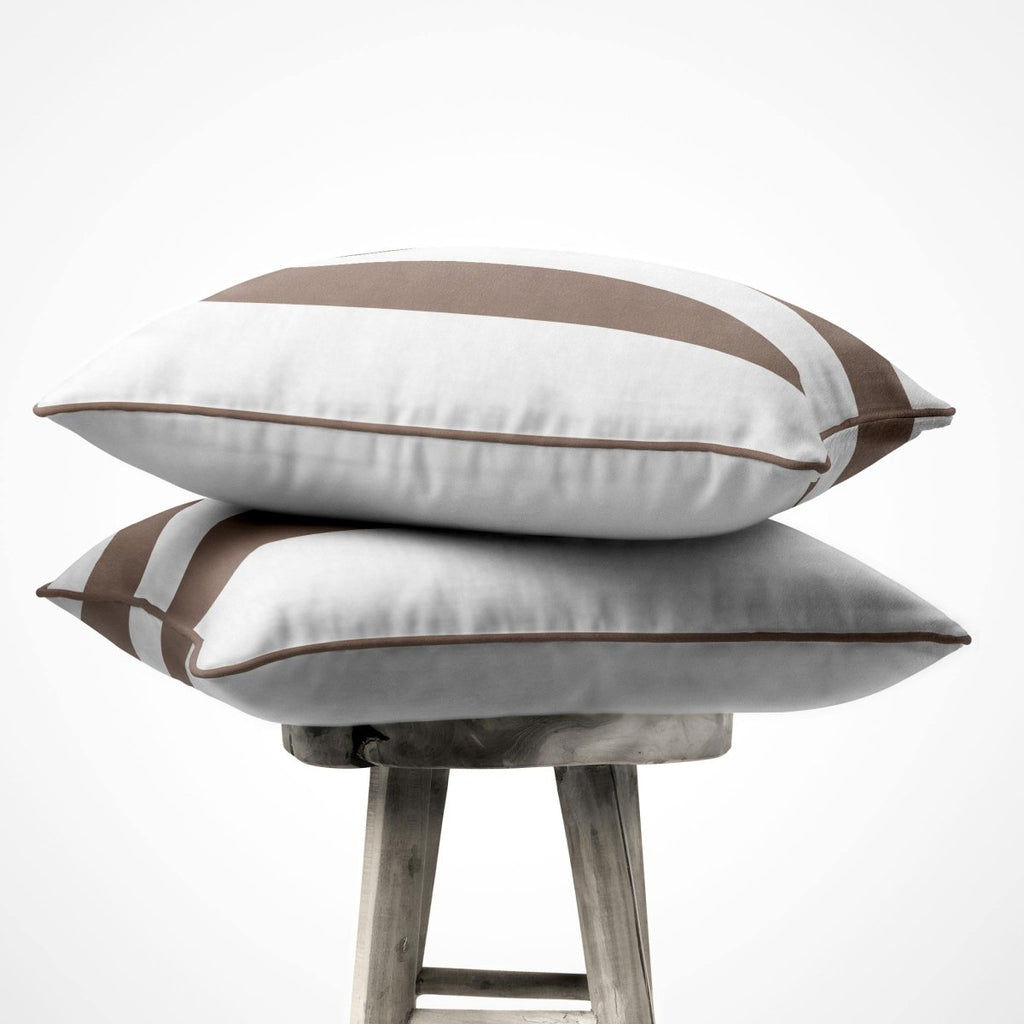 2 Stripes | Sustainable Velvet Cushion with Piping - Dovedale Stone 40 x 40 cm by Izabela Peters