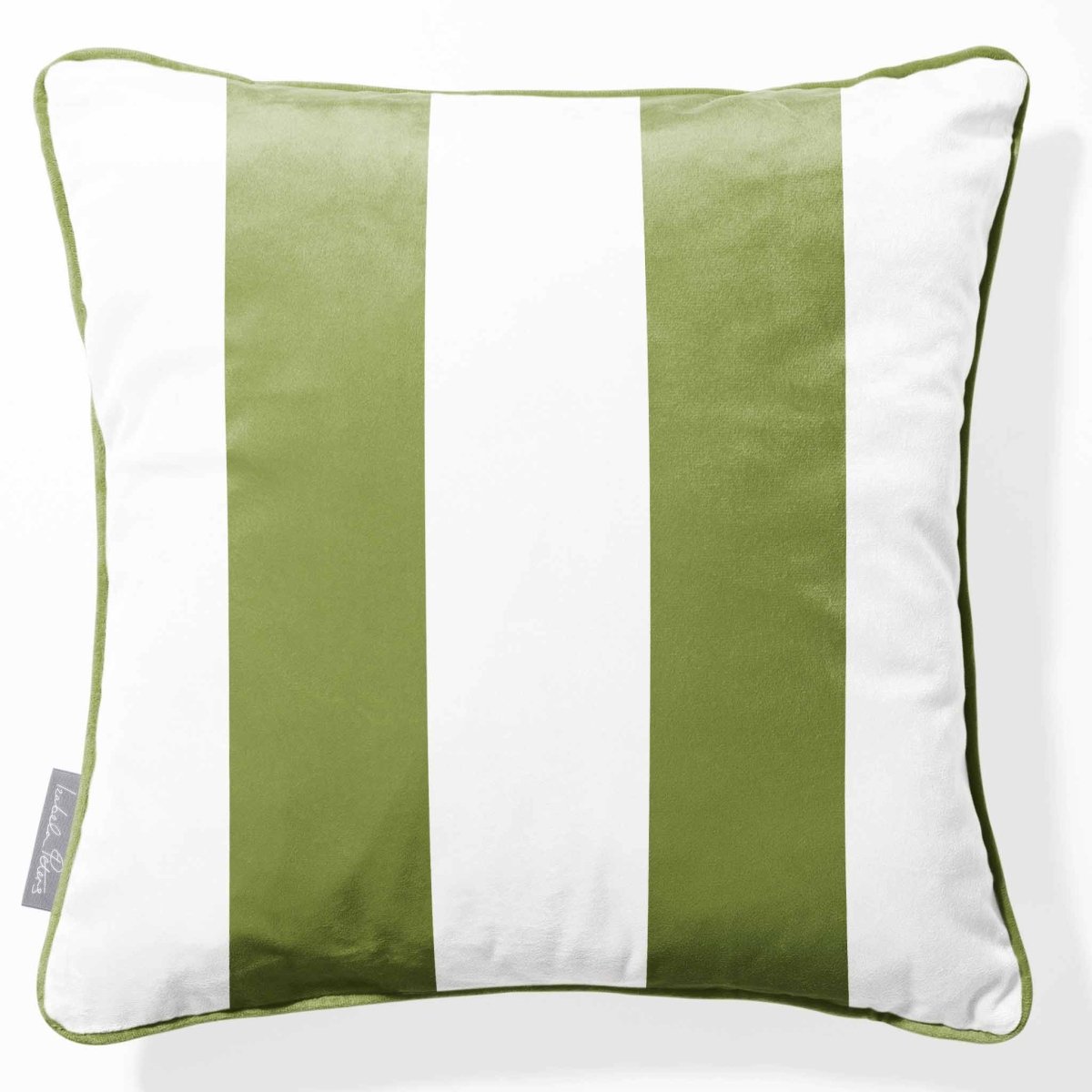 2 Stripes | Sustainable Velvet Cushion with Piping - Sage 40 x 40 cm by Izabela Peters