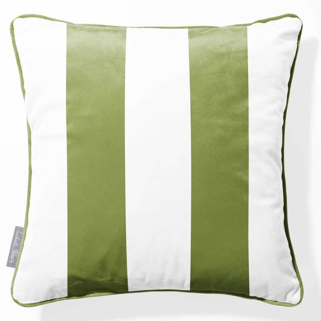 2 Stripes | Sustainable Velvet Cushion with Piping - Sage 40 x 40 cm by Izabela Peters