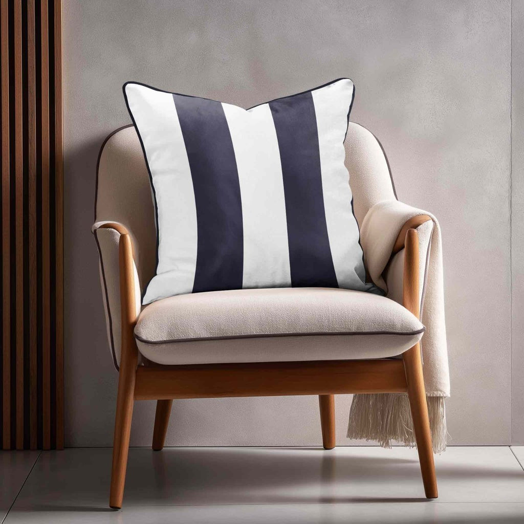 2 Stripes | Sustainable Velvet Cushion with Piping - Graphite 40 x 40 cm by Izabela Peters