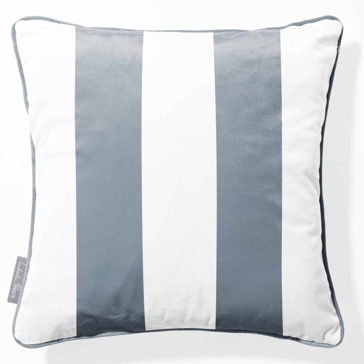 2 Stripes | Sustainable Velvet Cushion with Piping - French Grey 40 x 40 cm by Izabela Peters