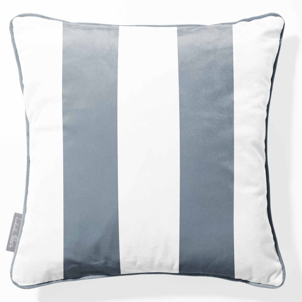 2 Stripes | Sustainable Velvet Cushion with Piping - French Grey 40 x 40 cm by Izabela Peters