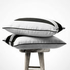 2 Stripes velvet cushion in Charcoal, piped
