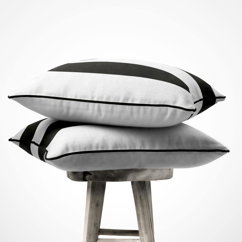 2 Stripes | Sustainable Velvet Cushion with Piping - Charcoal 40 x 40 cm by Izabela Peters