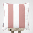2 Stripes velvet cushion in Rosewater, piped