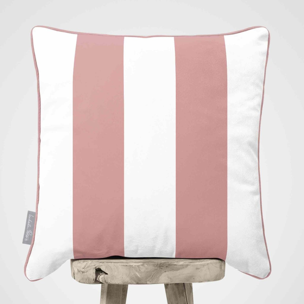 2 Stripes | Sustainable Velvet Cushion with Piping - Rosewater 40 x 40 cm by Izabela Peters