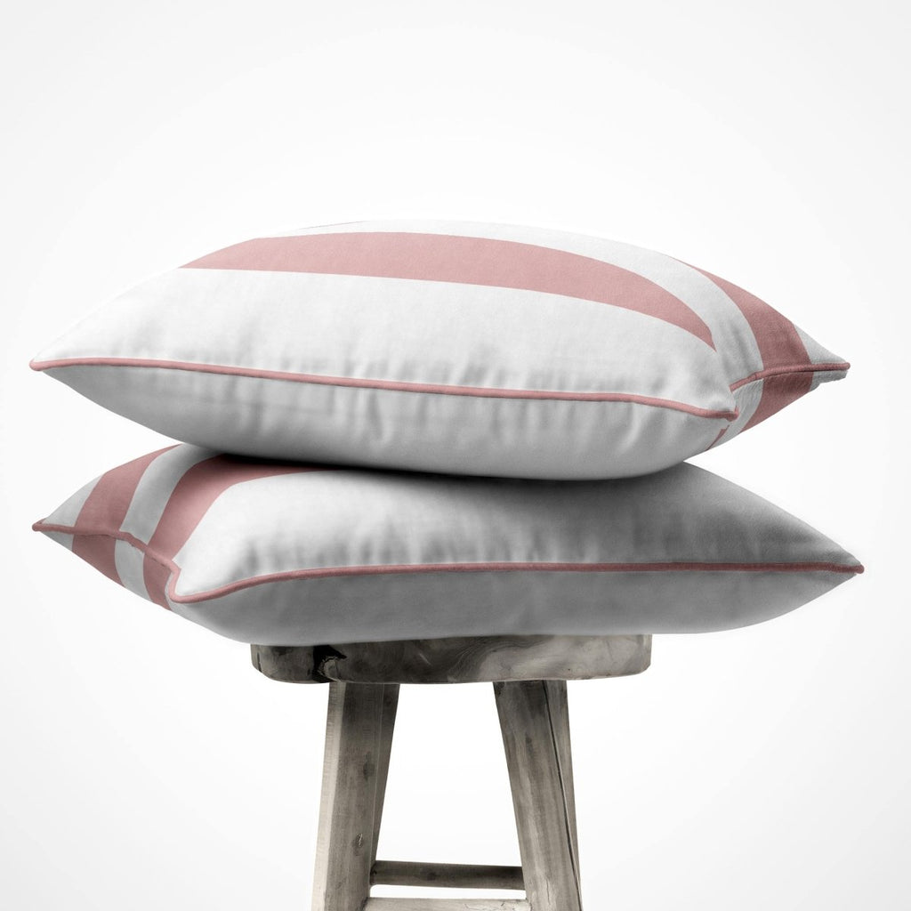 2 Stripes | Sustainable Velvet Cushion with Piping - Rosewater 40 x 40 cm by Izabela Peters