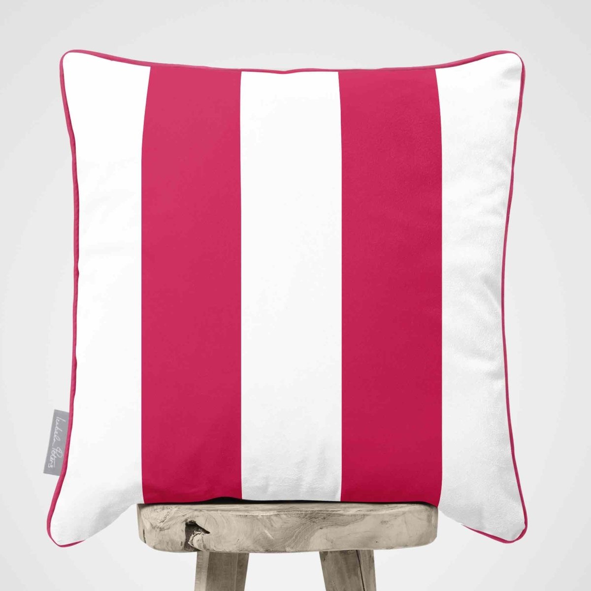 2 Stripes | Sustainable Velvet Cushion with Piping - Hot Pink 40 x 40 cm by Izabela Peters