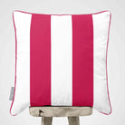 2 Stripes velvet cushion in Hot Pink, piped