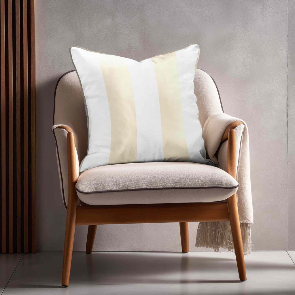 2 Stripes | Sustainable Velvet Cushion with Piping - Ivory Cream 40 x 40 cm by Izabela Peters