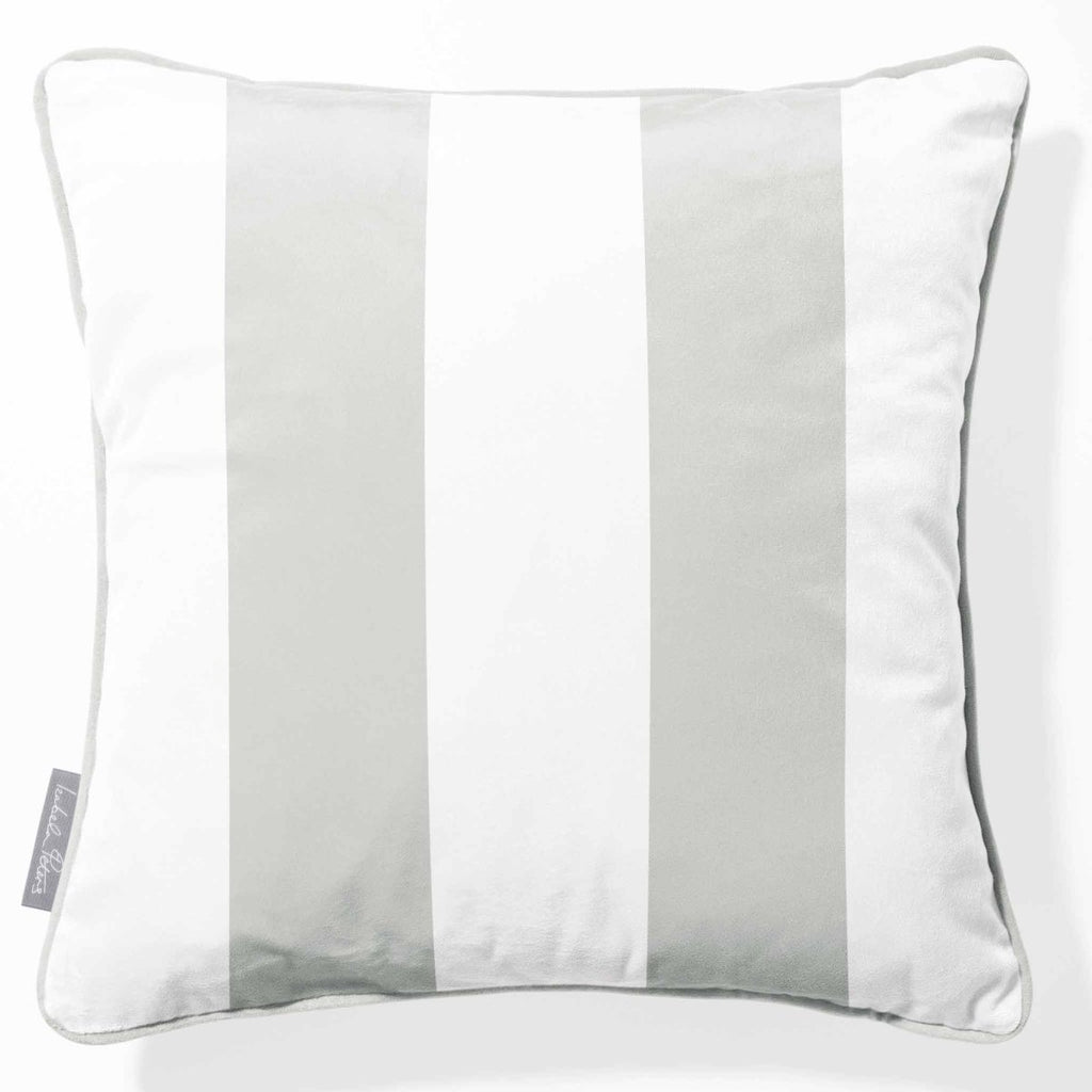 2 Stripes | Sustainable Velvet Cushion with Piping - Storm Grey 40 x 40 cm by Izabela Peters